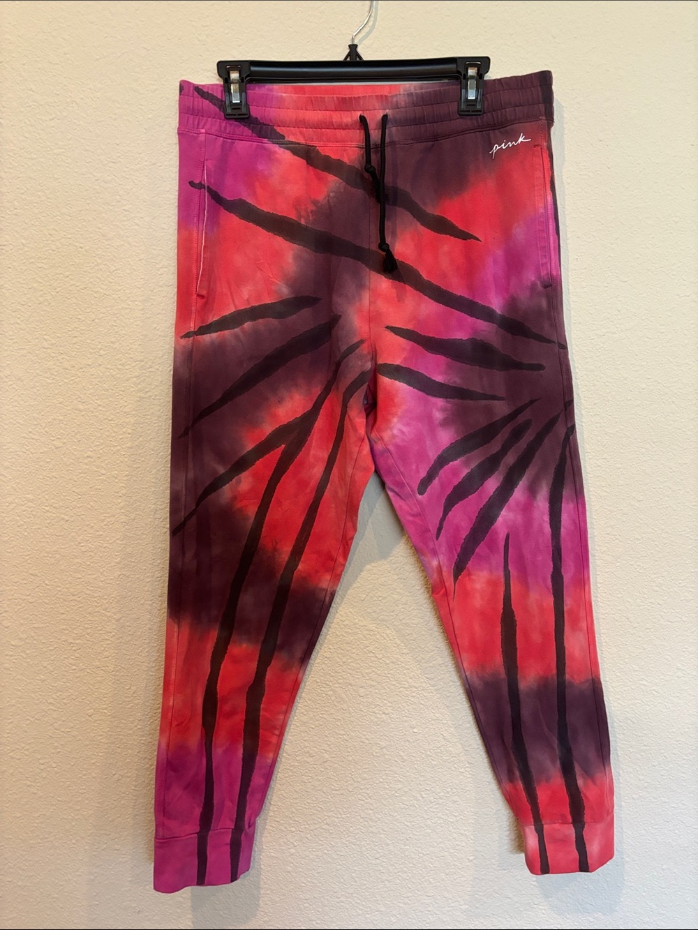 XL PINK Victoria's Secret Tie-Dye Red, Pink & Purple Jogger Pants